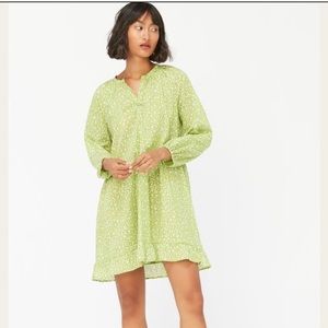 LACAUSA Kiwi Green Floral Print Minidress (Keyla) with flounced hem